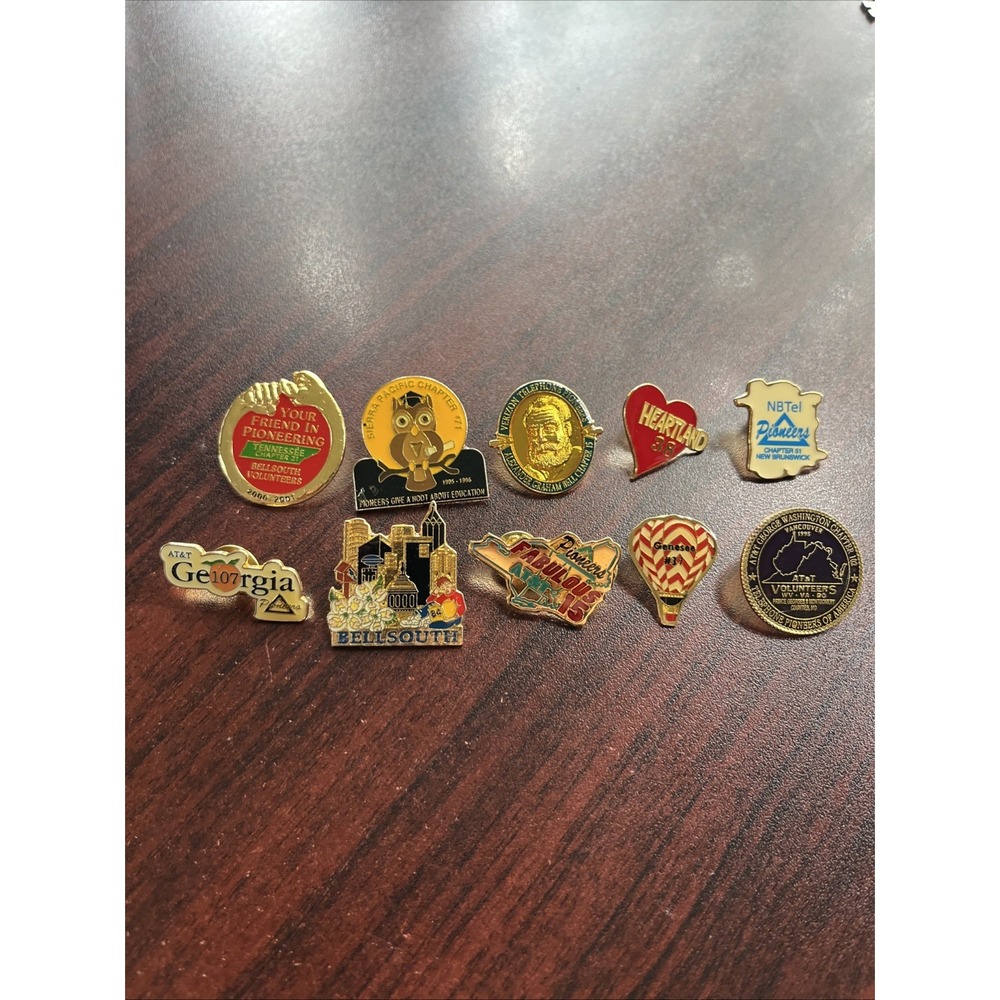 Lot Of 10 AT&T Pioneers BellSouth Telephone Company Lapel Hat Pins Z2
